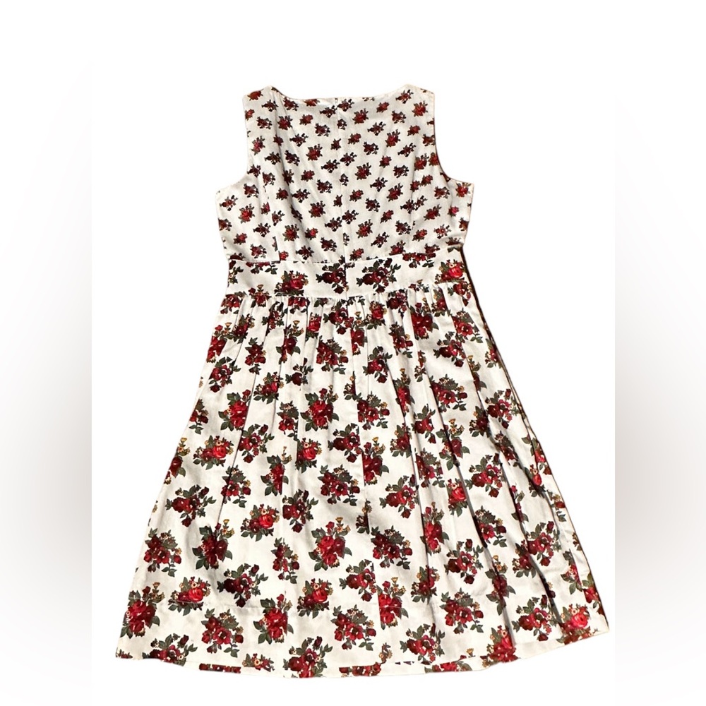Brooks Brothers White & Red Floral Fit and Flare Dress Size 10 - Picture 3 of 7